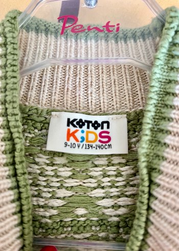 KOTON 9-10 Bohem Stil Beyaz Yeşil Desenli Triko Kazak - Görsel 8