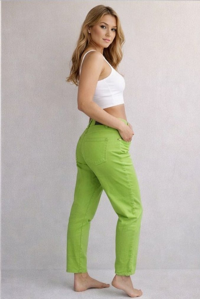 Yeşil Kadın Regular Fit Boyfriend Pantolon - Görsel 4