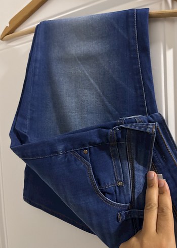 Düğmeli Lacivert Kadın Denim Pantolon