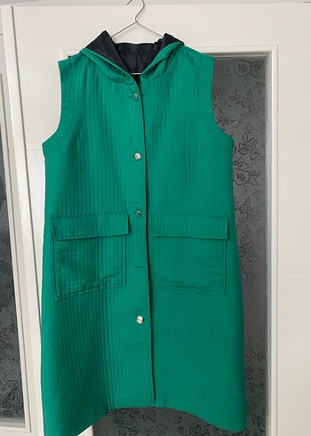 Düğmeli Yeşil Midi Kadın Yelek - Görsel 2