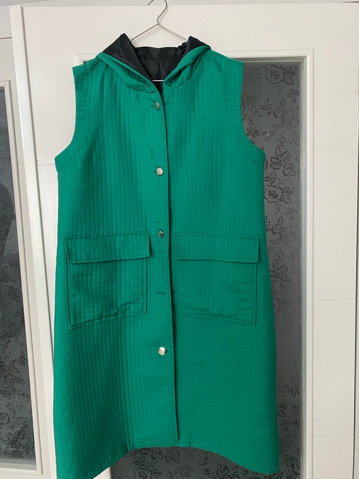 Düğmeli Yeşil Midi Kadın Yelek - Görsel 2