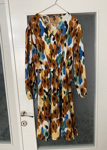 Bohem Çok Renkli Uzun Kollu Uzun Elbise - Görsel 2