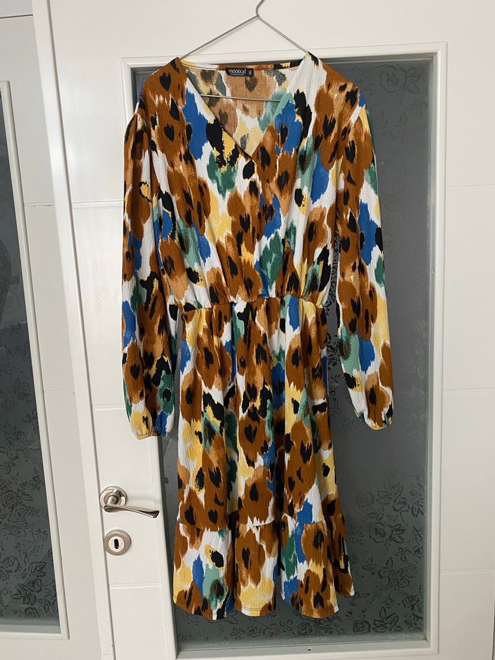 Bohem Çok Renkli Uzun Kollu Uzun Elbise - Görsel 2