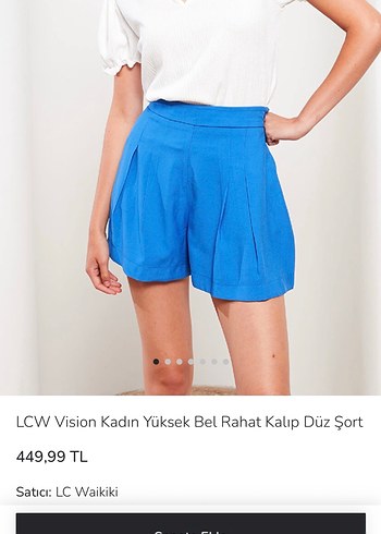 LCW Vision Kadın Yüksek Bel Mavi Mini Şort