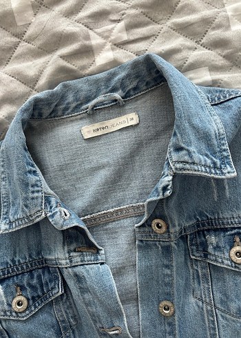 m Beden Düğmeli Kadın Mavi Denim Ceket