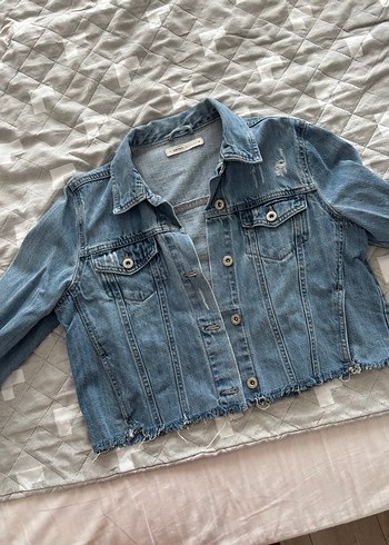 Düğmeli Kadın Mavi Denim Ceket