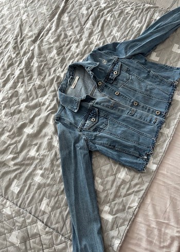 m Beden mavi Renk Düğmeli Kadın Mavi Denim Ceket