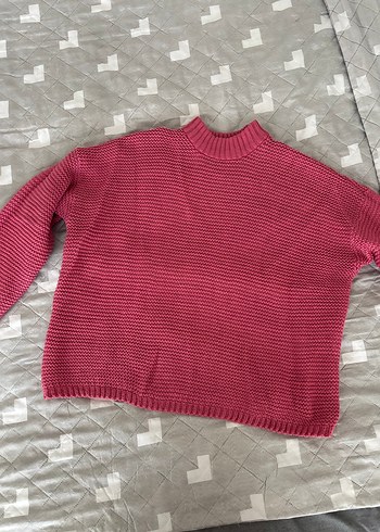 Pembe Boğazlı Örgü Kadın Kazak