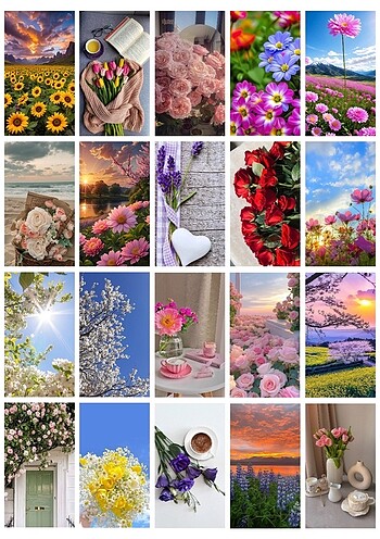 20 adet çiçek flower desenli poster