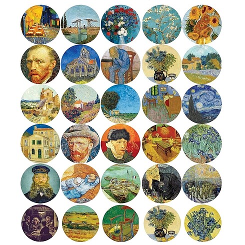 30 adet van gogh sticker sticker