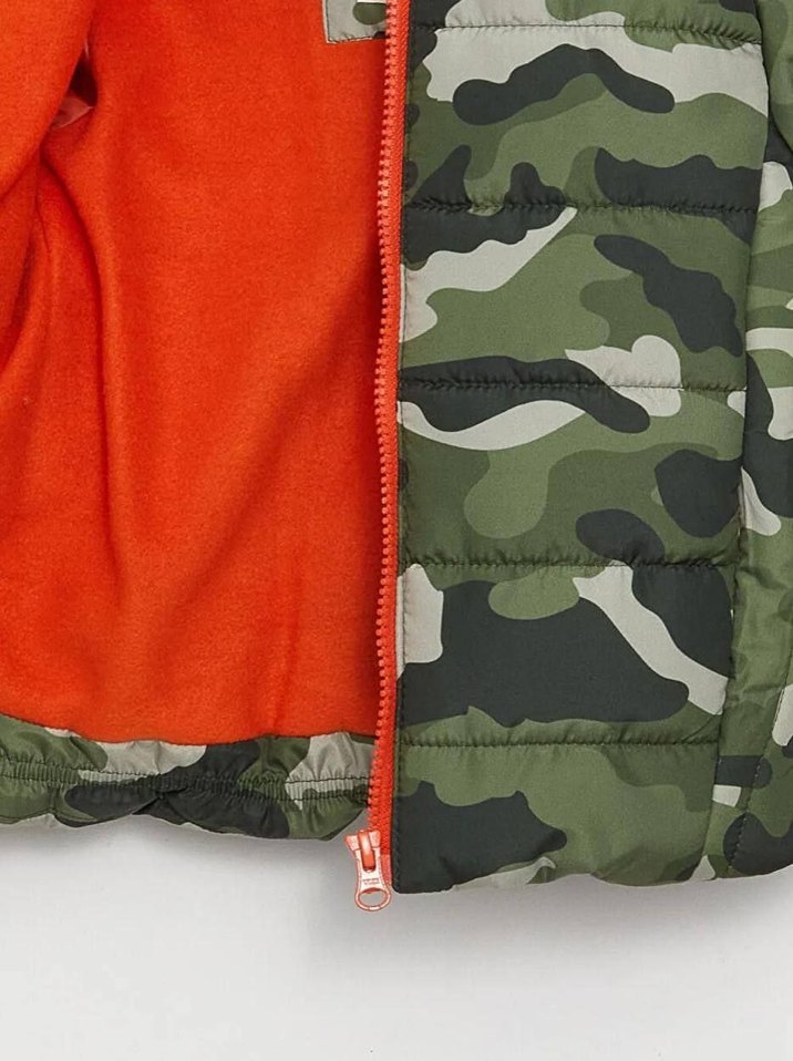 Kapüşonlu Kamuflaj Desenli Erkek Çocuk Mont - Görsel 2