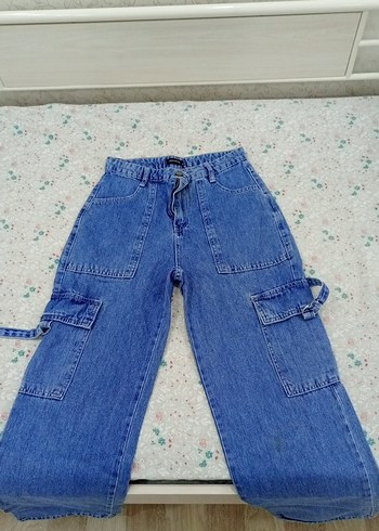 Kadın Mavi wide leg kot Pantolon