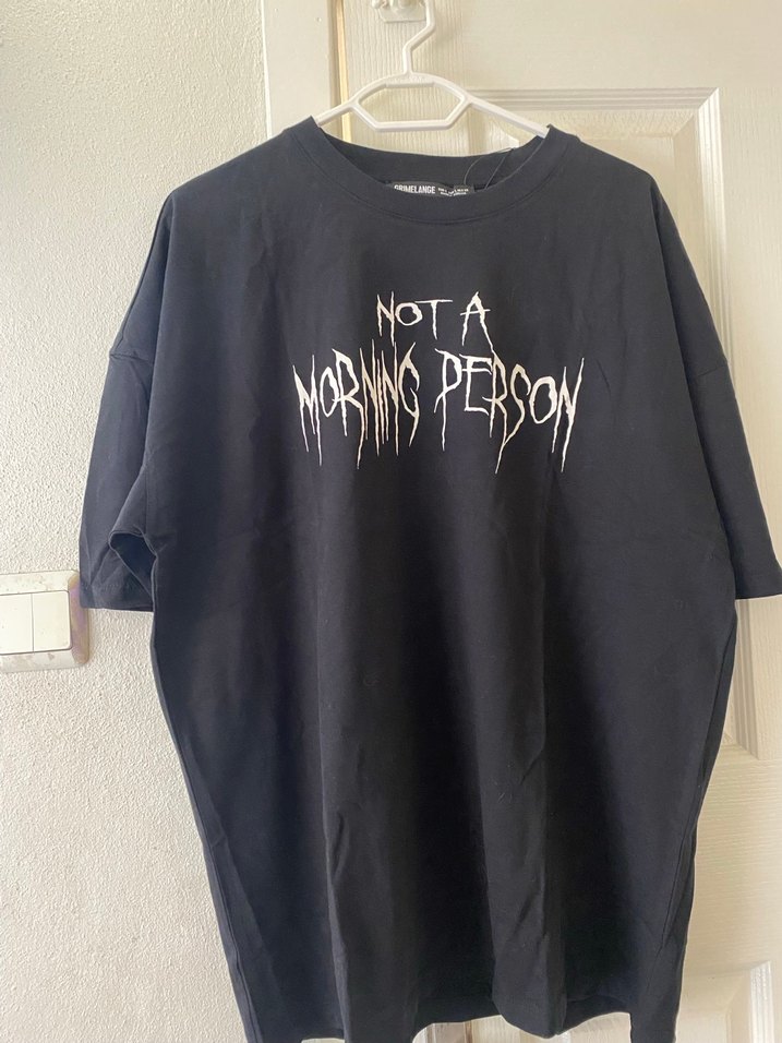 Siyah Oversize Baskılı t shirt - Görsel 2