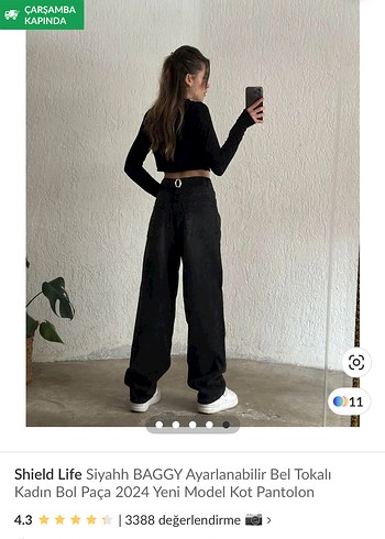Diğer Shield Life Siyah Baggy Kadın Bol Paça Kot