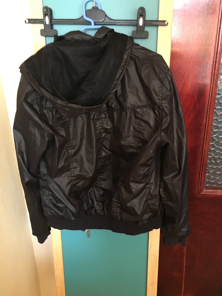 Deri Siyah Fermuarlı Kadın Yağmurluk ceket - Görsel 2