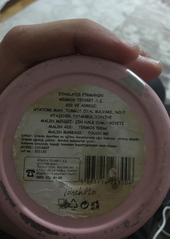 Pastel Pembe Touch Me Termos - Görsel 2
