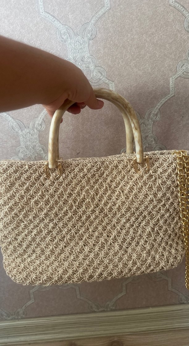Bej Örgü Kadın Çanta - Görsel 3