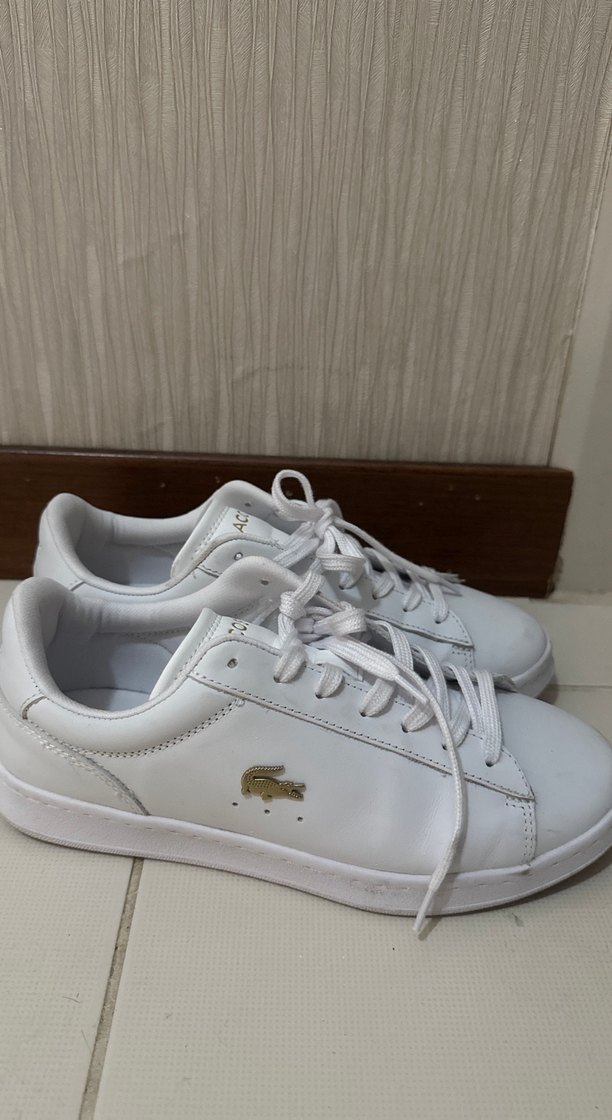 Beyaz Lacoste Bağcıklı Kadın Spor Ayakkabı - Görsel 3