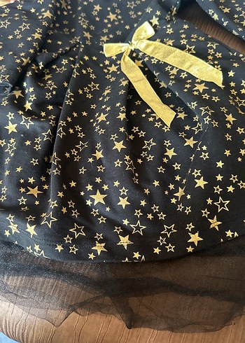 Kız Çocuk Altın Yıldızlı Elbise - Görsel 2