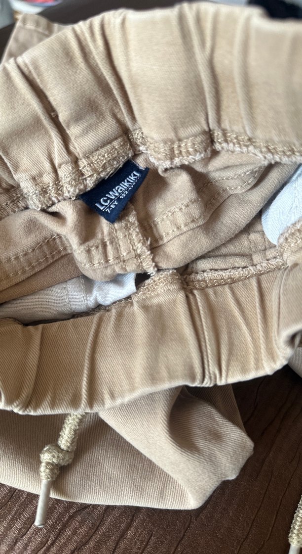 Bej Erkek Keten Rahat Kesim okul pantolonu - Görsel 2