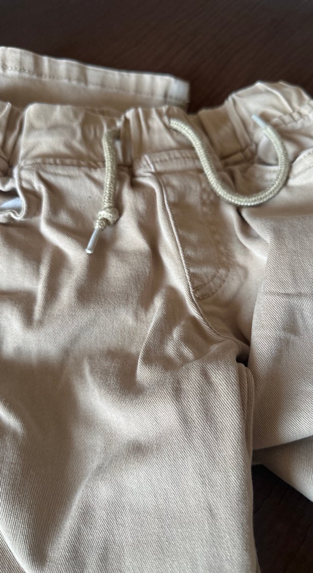 Bej Erkek Keten Rahat Kesim okul pantolonu - Görsel 3