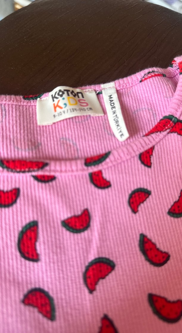 Kız Çocuk Pembe Karpuz Desenli Tişört - Görsel 2