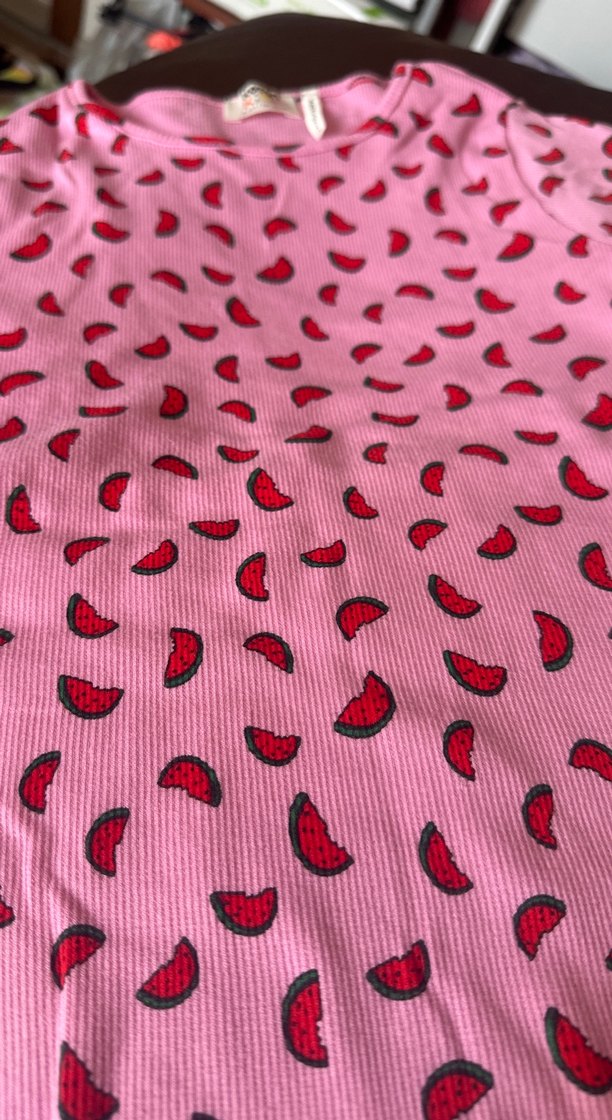 Kız Çocuk Pembe Karpuz Desenli Tişört - Görsel 3