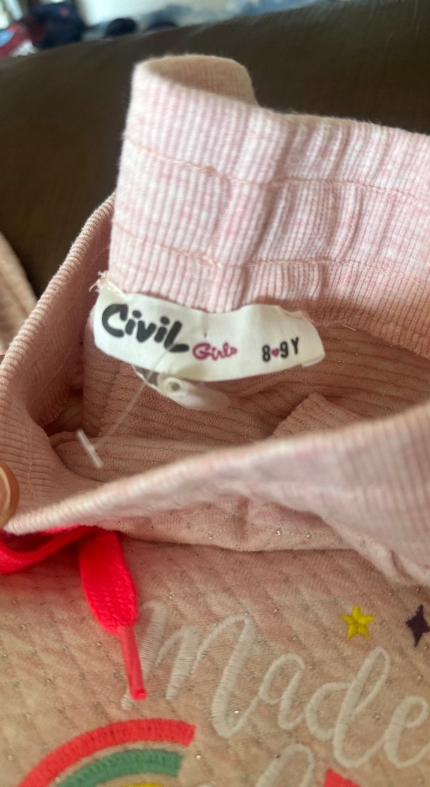 Kız Çocuk Pembe Desenli pırıltılı Eşofman - Görsel 2