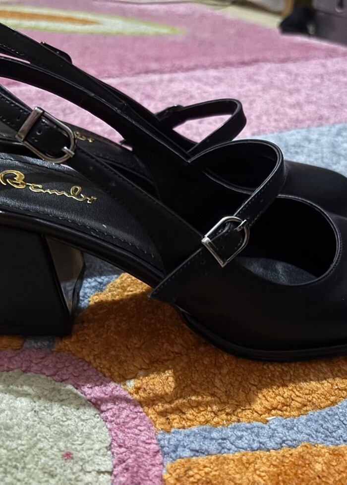 Bambi siyah mary jane topuklu ayakkabı - Görsel 3