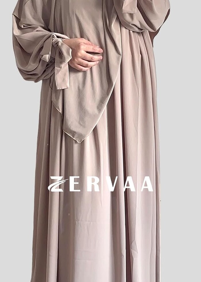 Sıfır elbise sufle bej rengi - Görsel 3