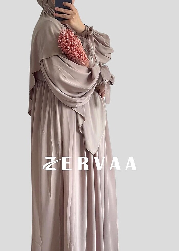 Sıfır elbise sufle bej rengi - Görsel 4