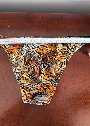 36 Beden kahverengi Renk Kahverengi Zebra Desenli Mini Bikini Altı