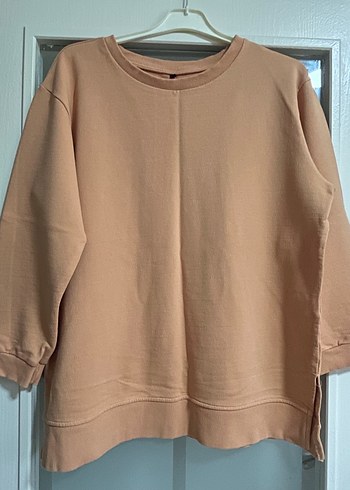 Diğer Bej Kadın Oversize Bisiklet Yaka Sweatshirt