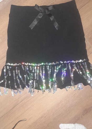 Kız Çocuk Siyah Payetli Dar Kesim Etek 7.8 yaş - Görsel 5