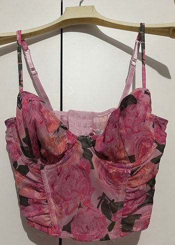 Dantel Detaylı Pembe Mini Büstiyer - Görsel 2