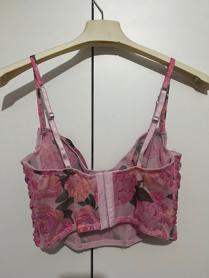 Dantel Detaylı Pembe Mini Büstiyer - Görsel 3