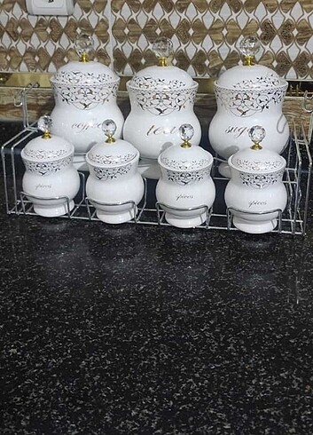 7 parça porselen baharatlık set 
