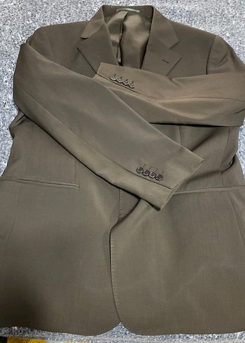 Kahverengi Erkek Düz Kesim Takım Elbise Ceket - Görsel 12