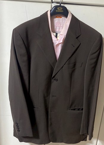 Kahverengi Erkek Düz Kesim Takım Elbise Ceket - Görsel 2