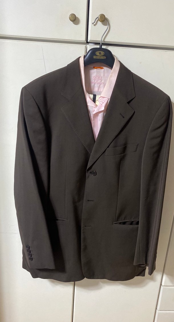 Kahverengi Erkek Düz Kesim Takım Elbise Ceket - Görsel 2
