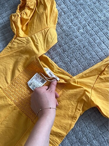 s Beden sarı Renk Mango mini elbise