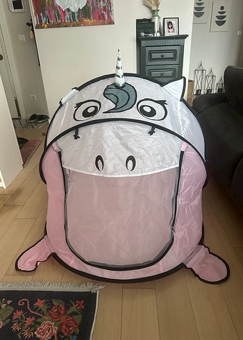 Pembe Baskılı Plastik Çocuk Uyku Çadırı - Görsel 3