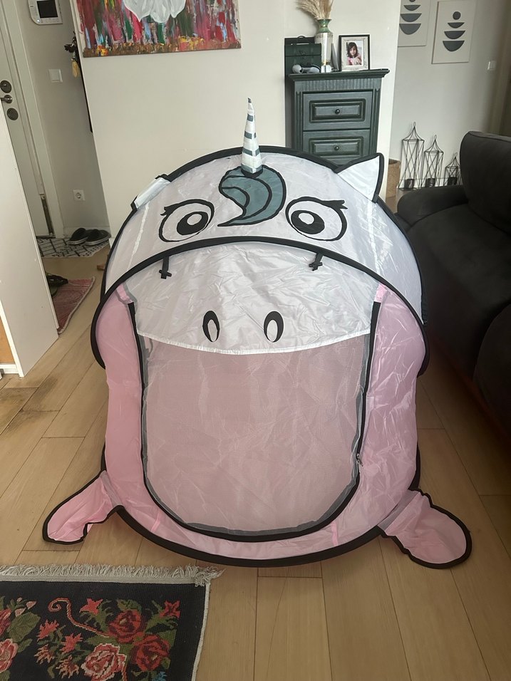 Pembe Baskılı Plastik Çocuk Uyku Çadırı - Görsel 3