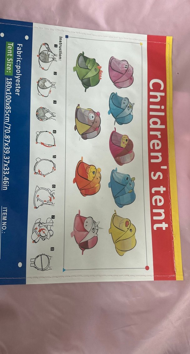 Pembe Baskılı Plastik Çocuk Uyku Çadırı - Görsel 4