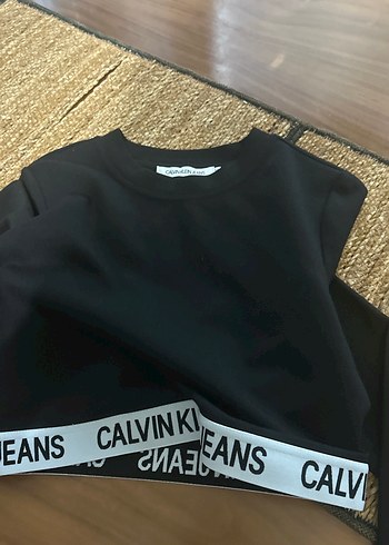 Calvin Klein Siyah Crop Sweatshirt - Görsel 6