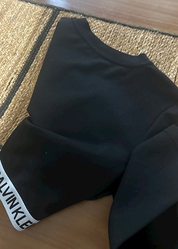 Calvin Klein Siyah Crop Sweatshirt - Görsel 8