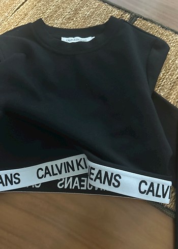 Calvin Klein Siyah Crop Sweatshirt - Görsel 7