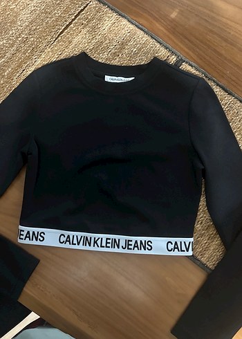 Calvin Klein Siyah Crop Sweatshirt - Görsel 2