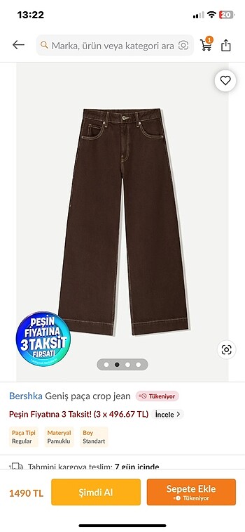 Bershka kahverengi jean