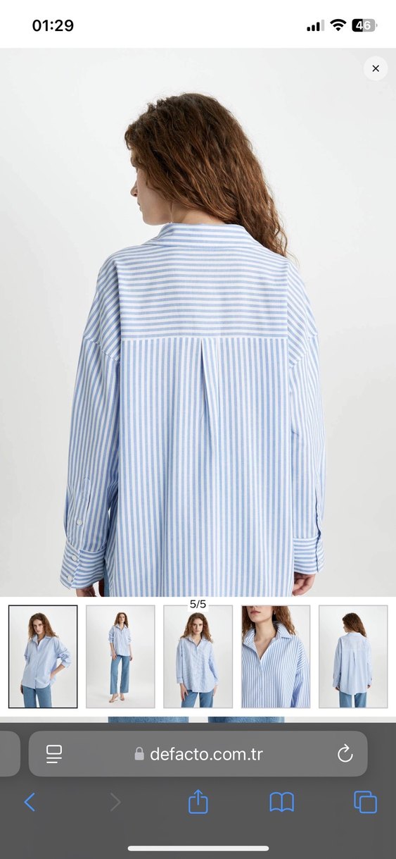 Mavi Çizgili Kadın Gömlek - Görsel 2